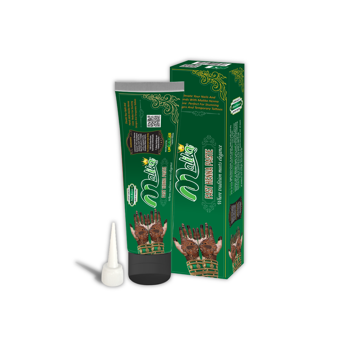 Malika Fast Henna Paste Brown Tube Cone